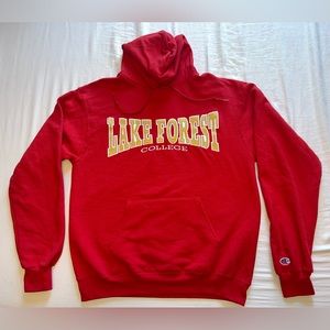 Champion Lake Forest College Hoodie Stitched and Embroidered